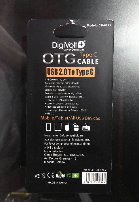 Cabo adaptador OTG Type-C (USB-C) para USB - Novo
