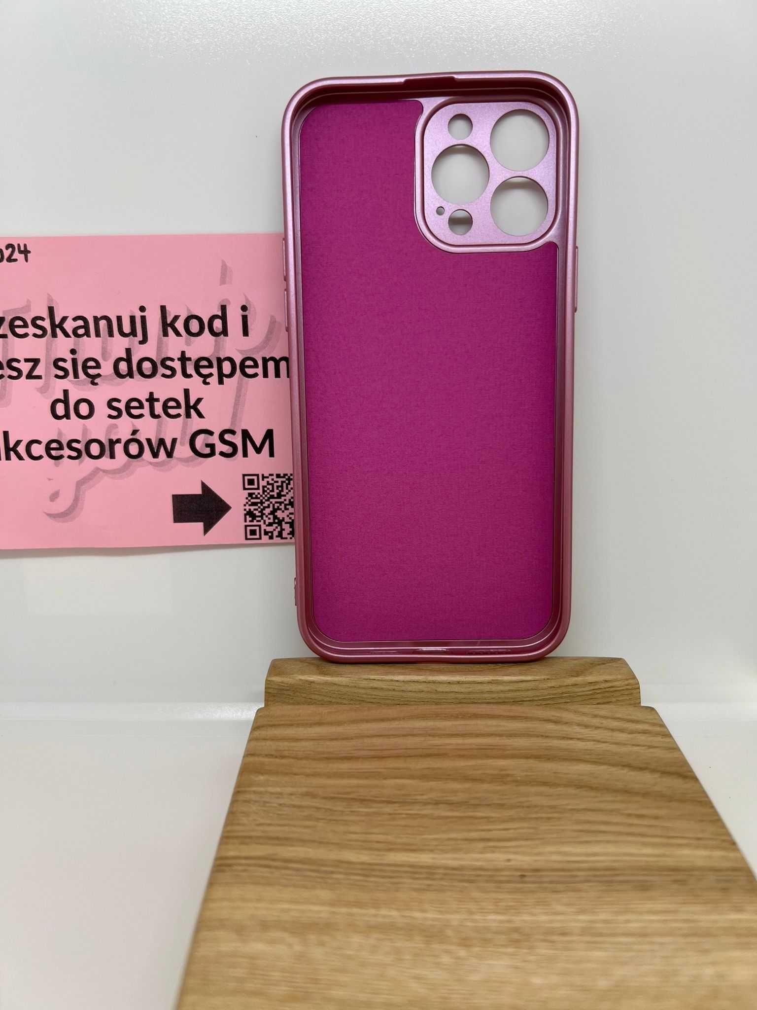 Etui Silicone Metallic  Mikrofibra - iPhone 13 PRO MAX - Różowe