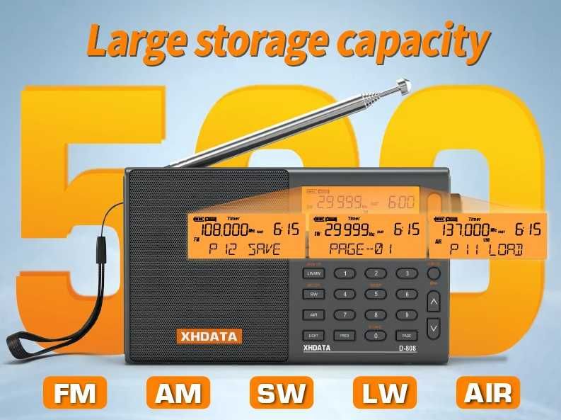 NOWE RADIO Xhdata D-808 Przenośne Radio Cyfrowe Fm
