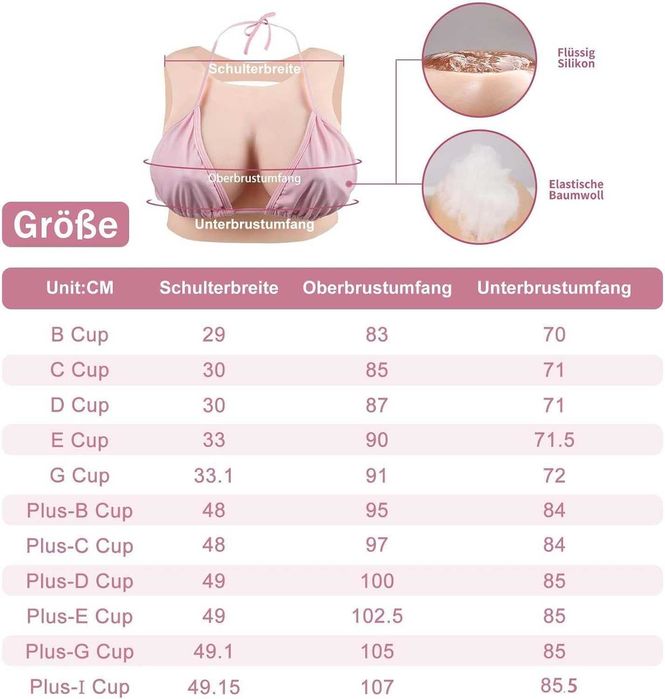 Sztuczne Piersi, SILIKONOWE REALISTYCZNE Biust, Crossdresser, E-CUP
