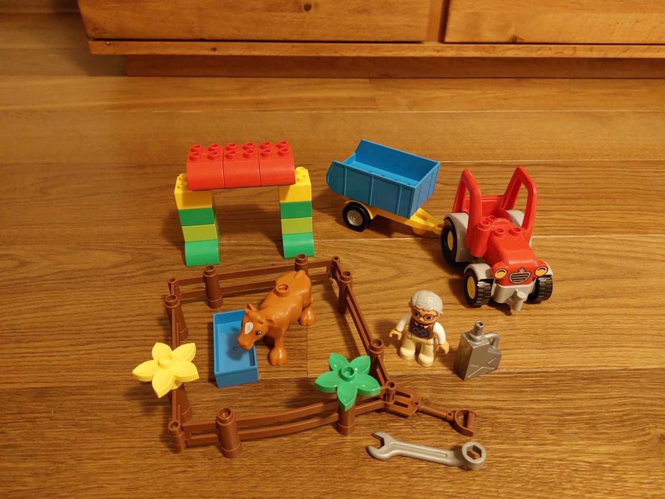 Lego duplo Farmer traktor 10524, rolnik, krowa, zagroda