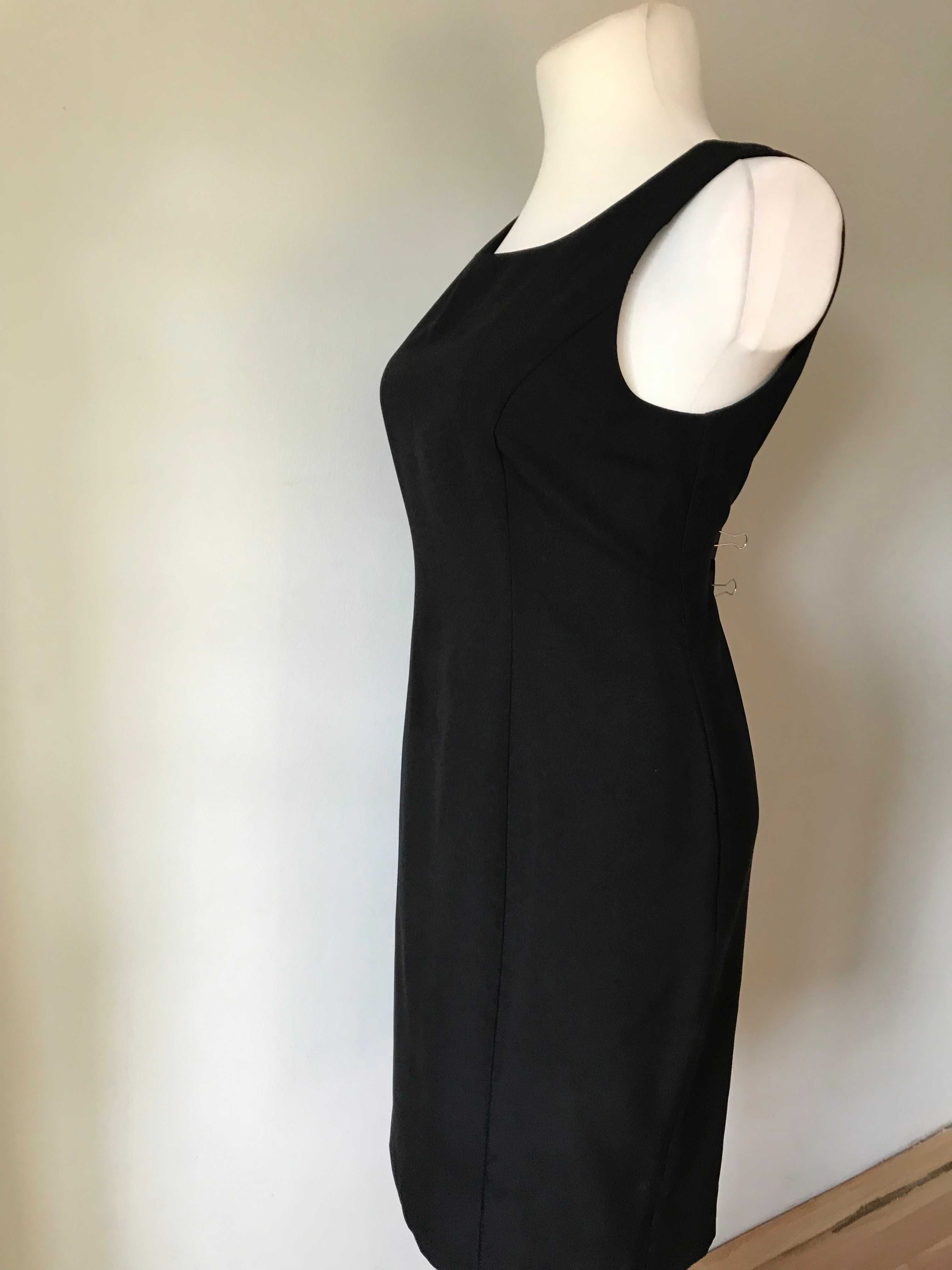 Klasyczna czarna sukienka w stylu retro klepsydra  r. 46 Vintage midi