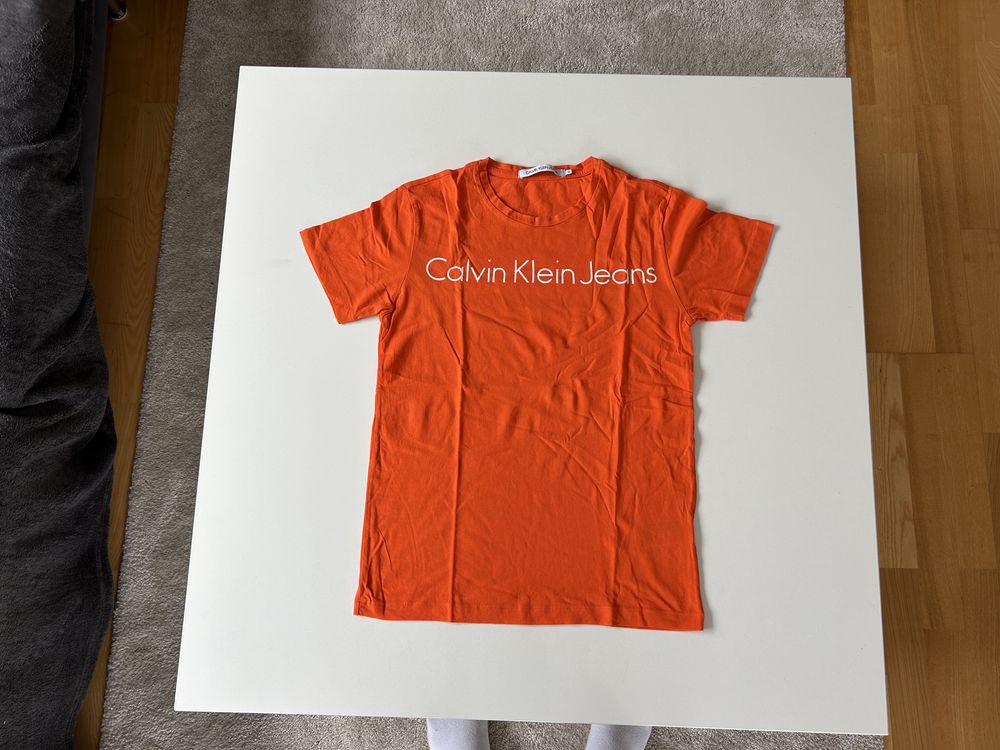Koszulka męska calvin klein pomarańczowa rozmiar S