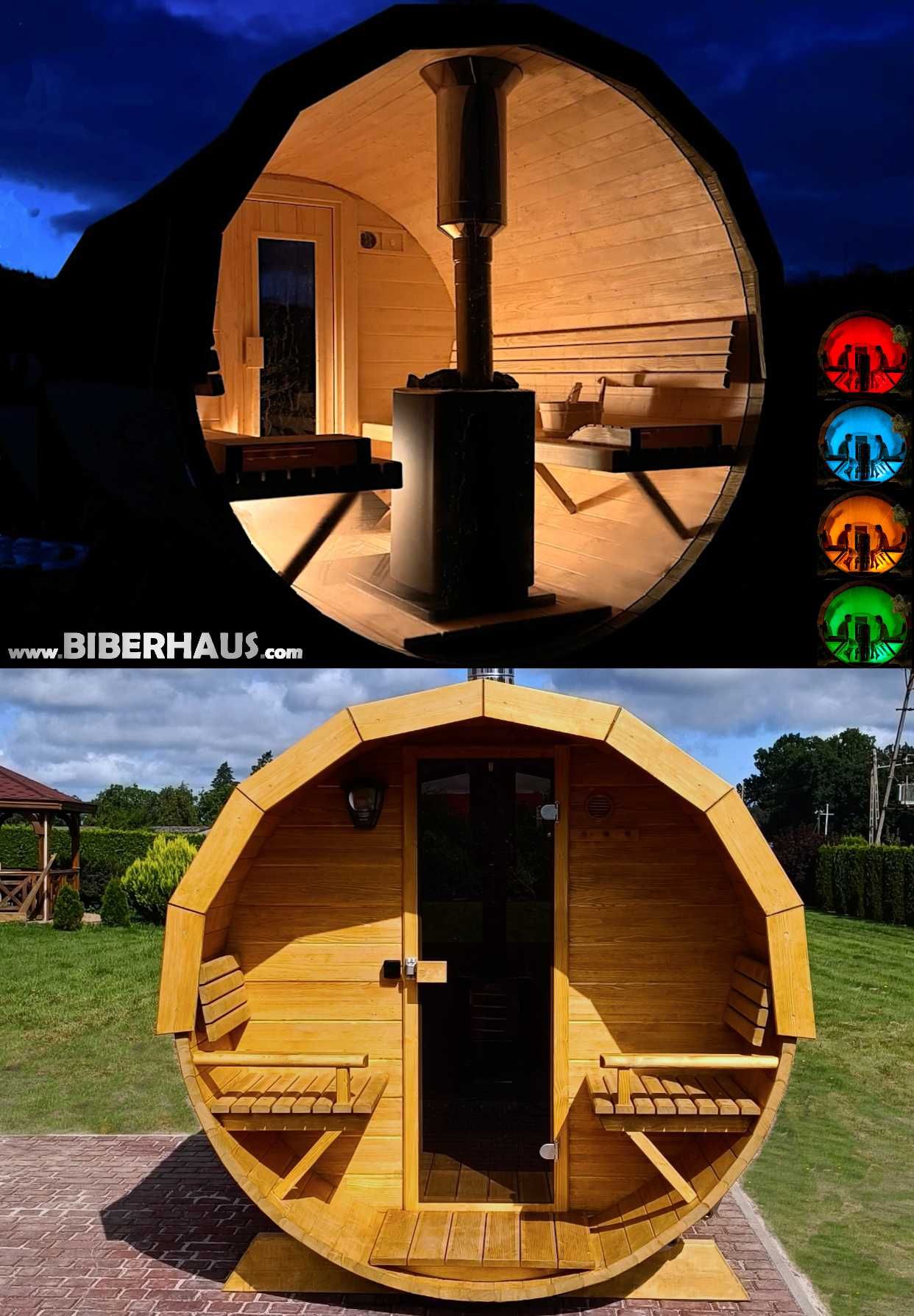 SAUNA Ogrodowa 400 cm + PRZEDSIONEK zew +GRATIS Beczka 500L +Akcesoria