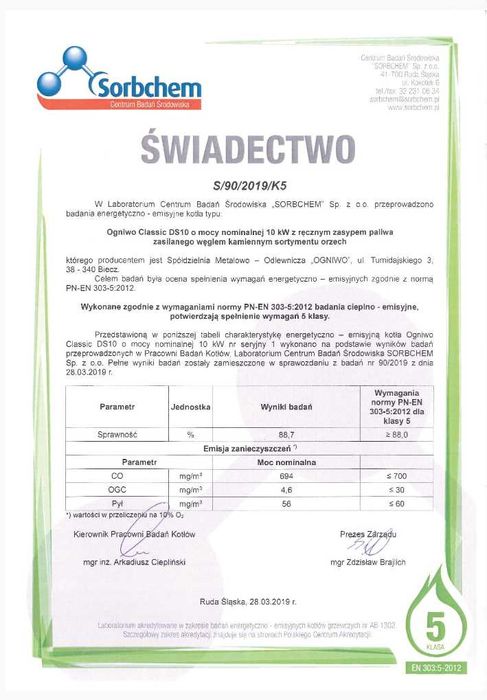 Pakiet - kocioł na węgiel Ogniwo Classic DS 10 kW + bufor HS B0 500