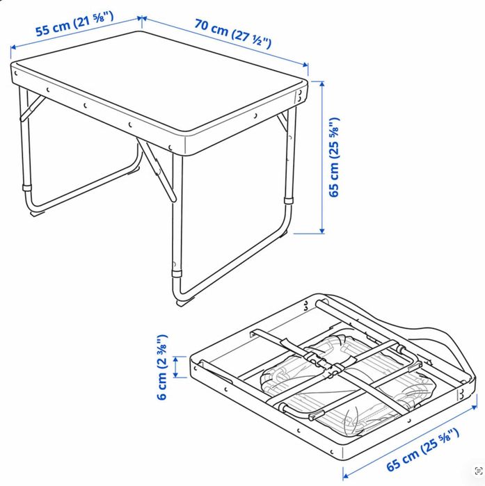 IKEA STRANDÖN rozkładany przenośny stolik i 2 krzesła plażowe