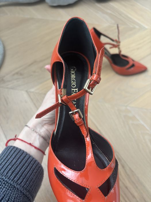 Італійські коралові ( червоні) човники мері джейн Giorgio Fabiani 37