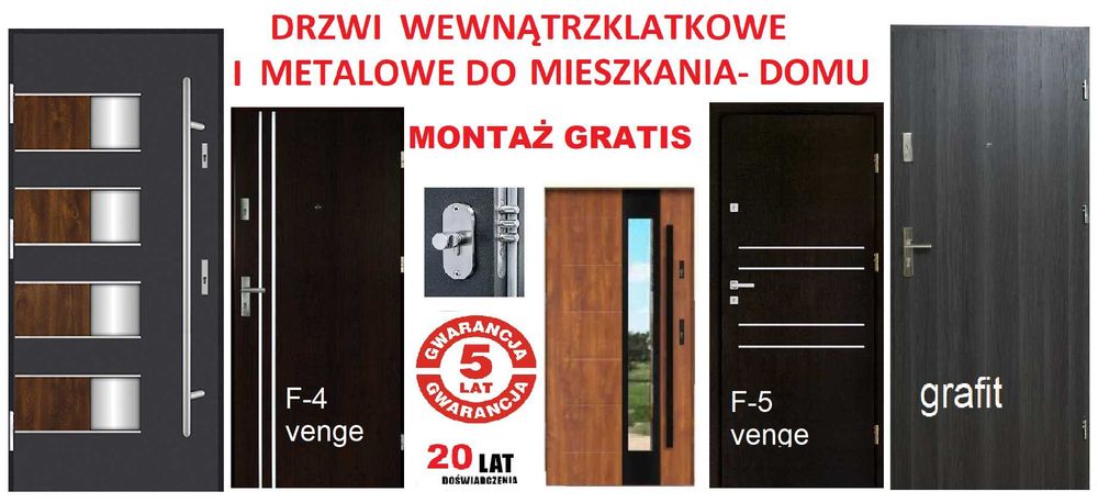 Drzwi wejściowe -zewnętrzne z montażem do mieszkania wewnątrzklatkowe.