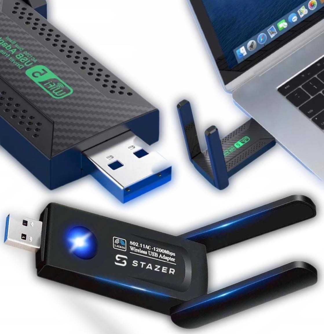 KARTA SIECIOWA wifi dual band usb adapter 2x antelna wlan1200 mbps hit