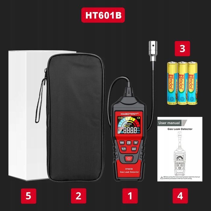 Detektor wycieków gazów miernik stężenia 9999 ppm 20,00% lel temp.