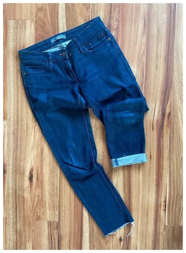 S m levis spodnie szarpane nogawki jeans skinny dzinsy ciemne 36 38
