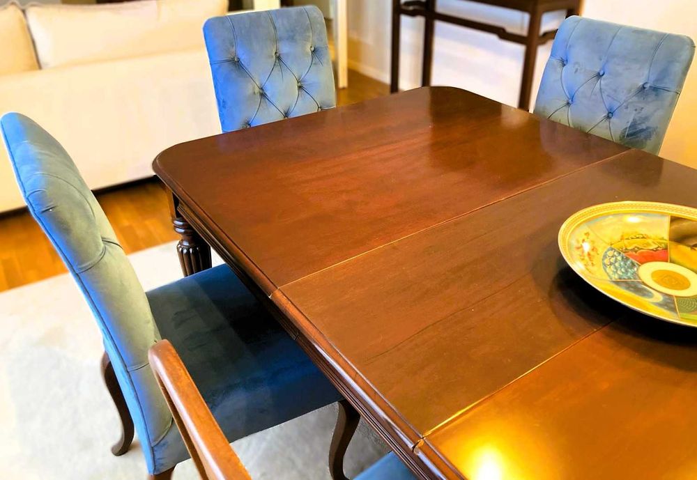 Cadeiras de Sala de Jantar, Madeira Maciça e Veludo