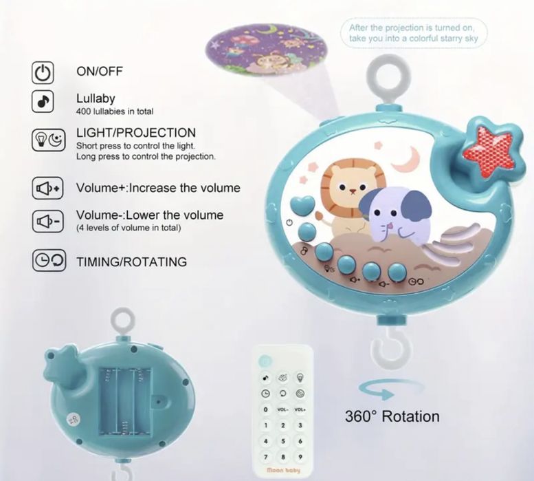 Musical mobile for baby bed/Centro de Música para Berço