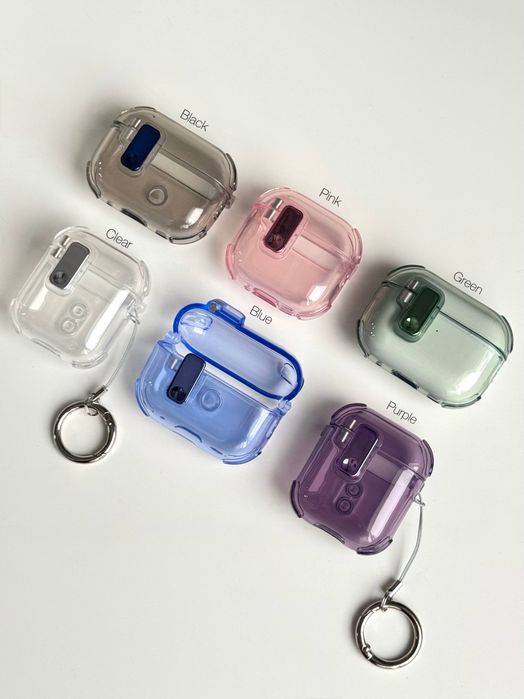 Чохол AirPods 1 2 3 4 Pro чехол прозорий з карабінами аірподс аирподс