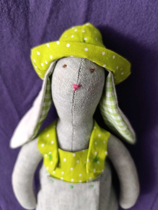 Зайчик Тільда ручної роботи, 38см, еко-матеріали