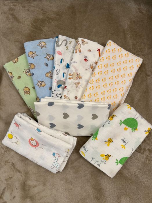 Набір пелюшок для малюка • Муслін + фланель • Ідеальний стан