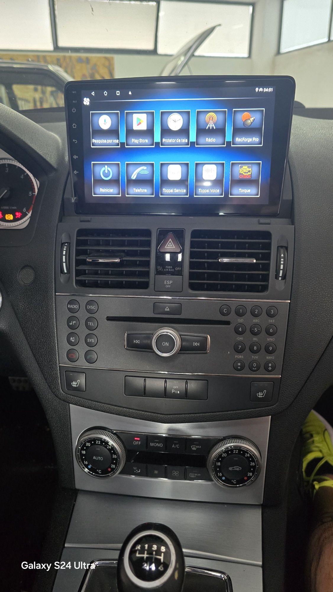 Rádio Mercedes W204 Android 13 com GPS (Novo)
