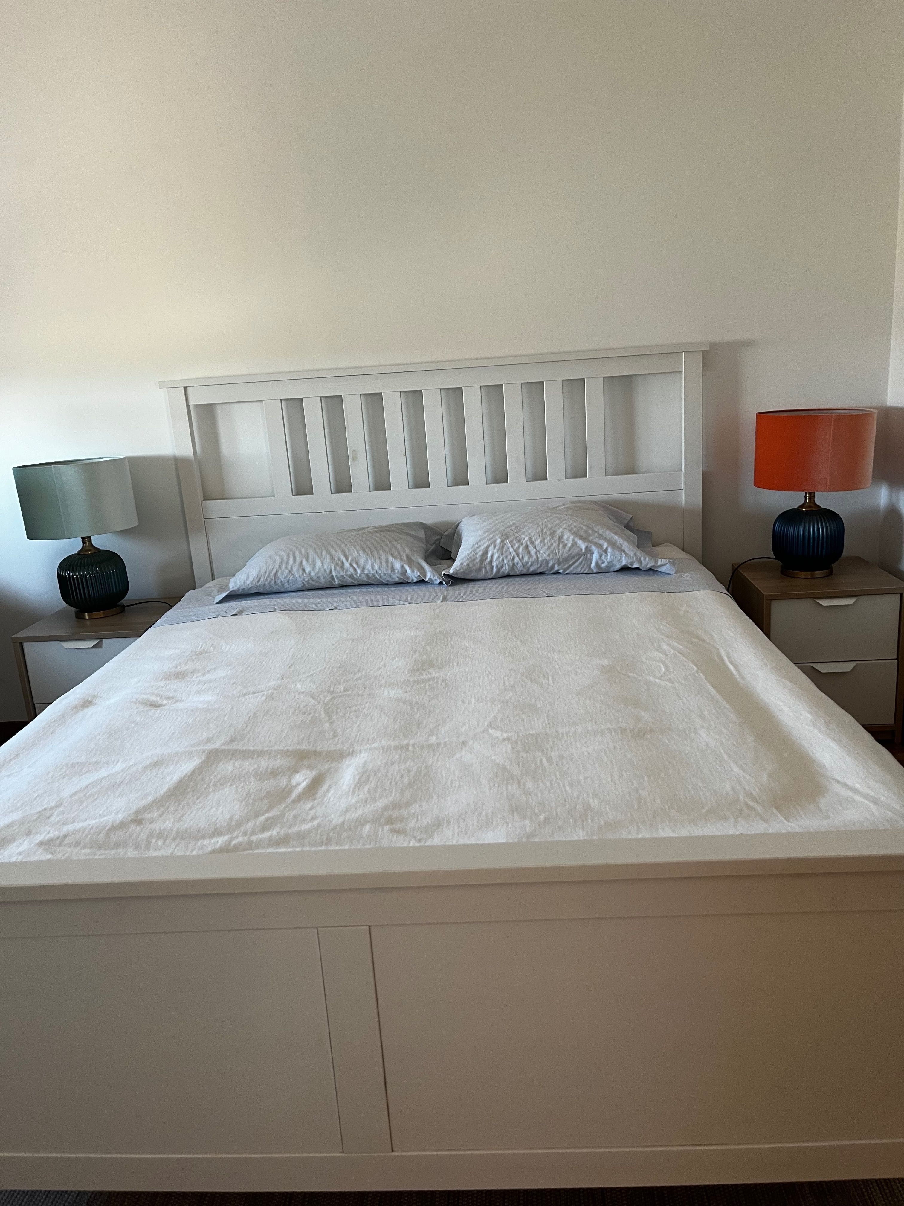 Estrutura de cama, velatura branca/Lönset