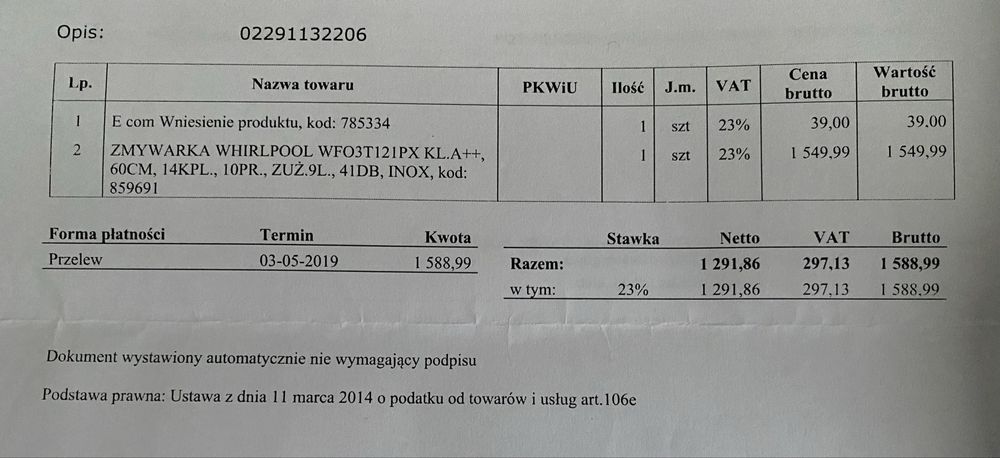 Zmywarka Whirlpool 60