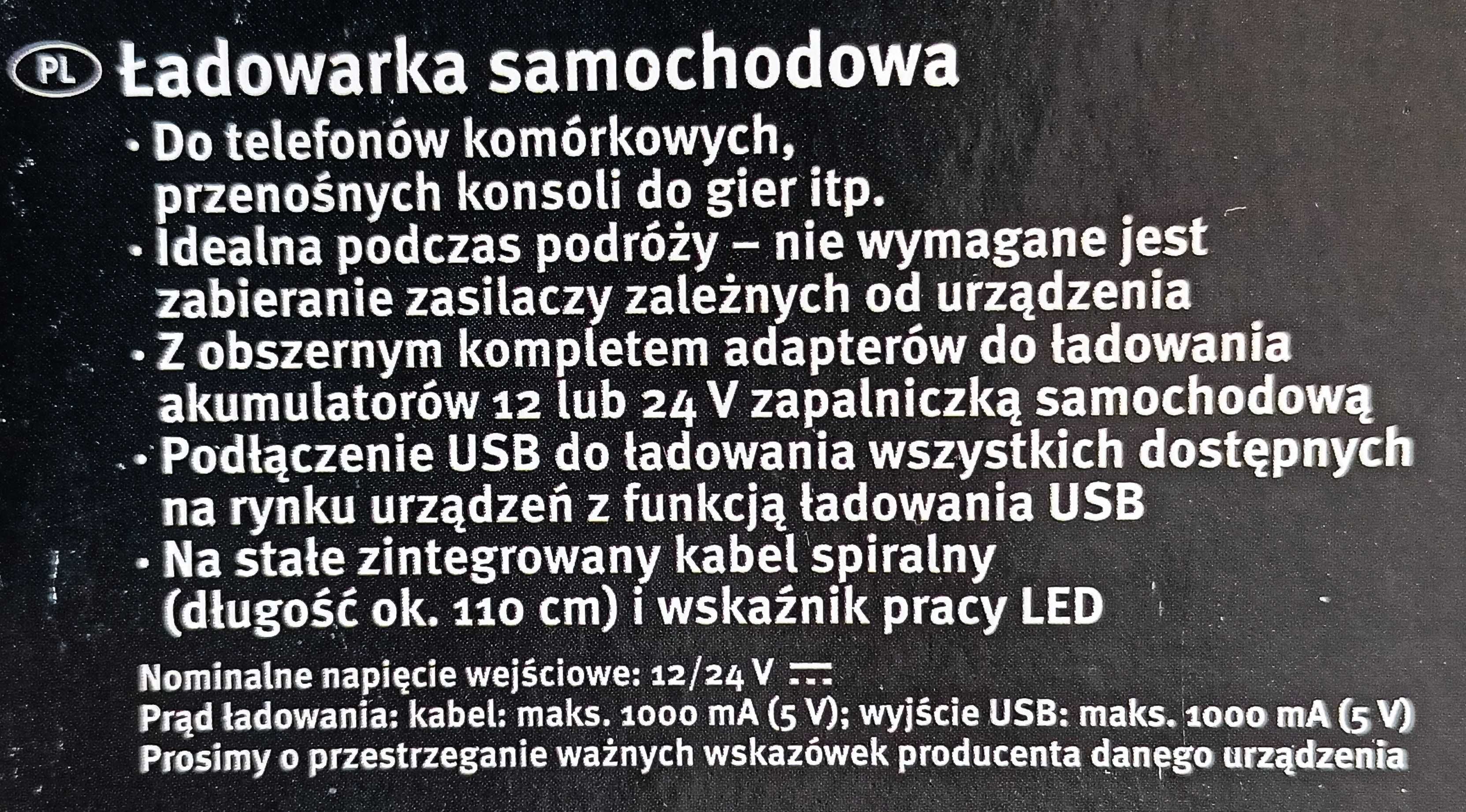 Ładowarka samochodowa + 11 adapterów