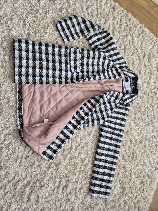 Płaszczyk zimowy jak nowy dla dziewczynki w kratkę RESERVED 152