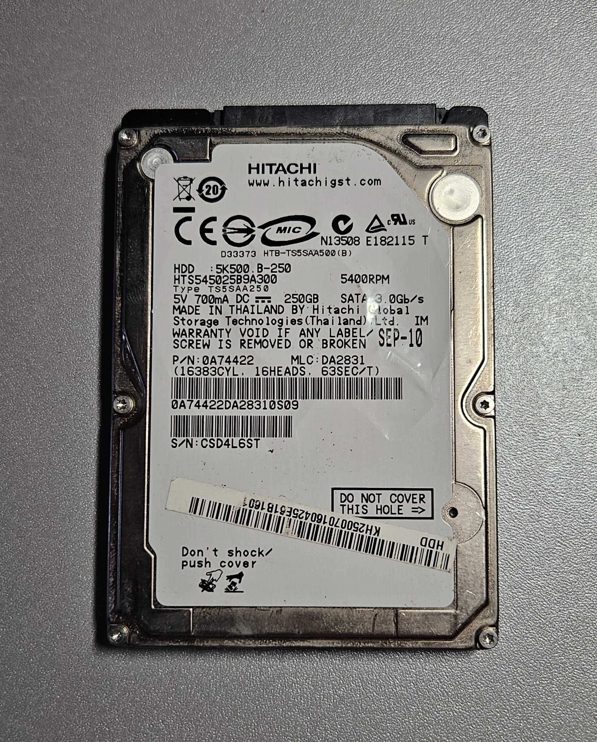 Жесткий диск Hitachi 2,5" SATA 250Gb 9mm 5400rpm (HTS545025B9A300)