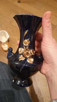 wazon Prl granatowy ze zlotym kwiatem