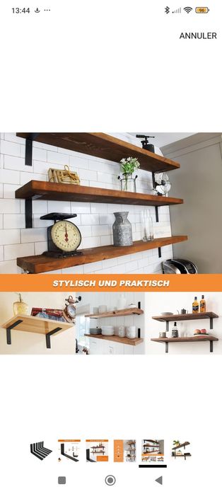 6 sztuk ściennych wsporników półkowych, wytrzymałe 30 cm