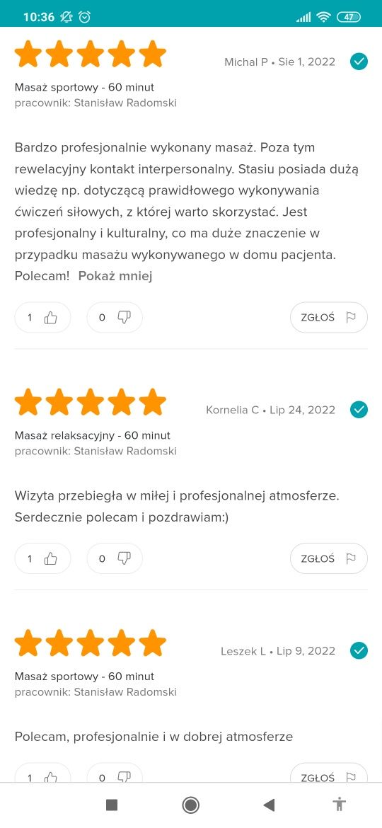 Masaż z dojazdem/stacjonarnie. Mobilny masażysta/Mobile Masseur