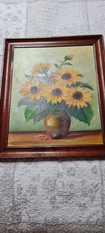 Obraz olejny na płótnie '' Słoneczniki w wazonie ''