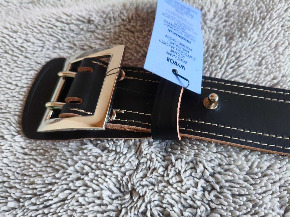 Długi Pas Oficera 3XL 155cm Skóra Lico Nowy Model Jasna Nić OUTLET