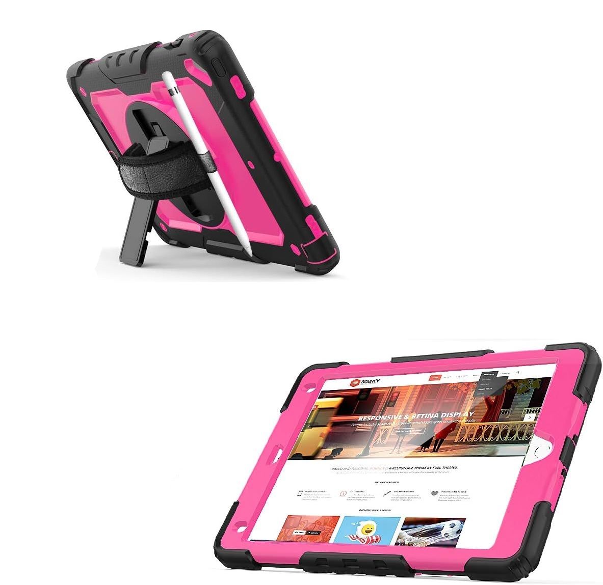 Etui do iPad 9,7” 2018/2019 z Podstawką i Paskiem na Ramię Różowe