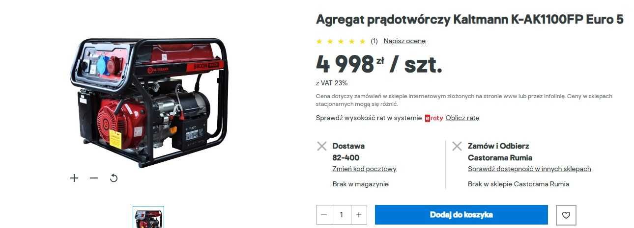 Agregat prądotwórczy Kaltmann K-AK1100FP Euro 5 NOWY