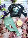 Komplet dres dla dziewczynki na jesien bawelniany bluza i legginsy