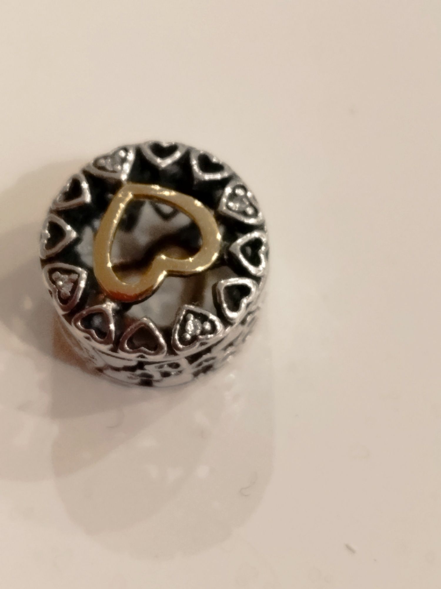 Pandora tt srebrny charms ze złotem