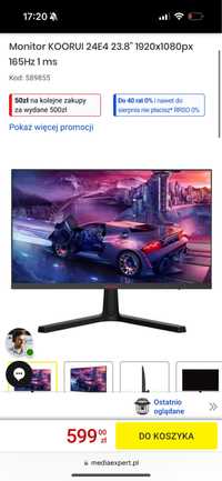 Monitor Koorui 24E4 23.8" 1920x1080px 165Hz 1 ms