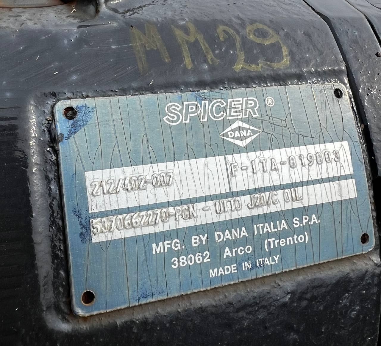 Dana Spicer 212/402 Most tylny Yanmar Terex Schaeff TW110 B110W