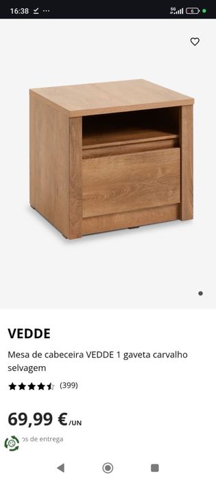 Mesa de cabeceira 1 gaveta em carvalho selvagem - VEDDE Jysk