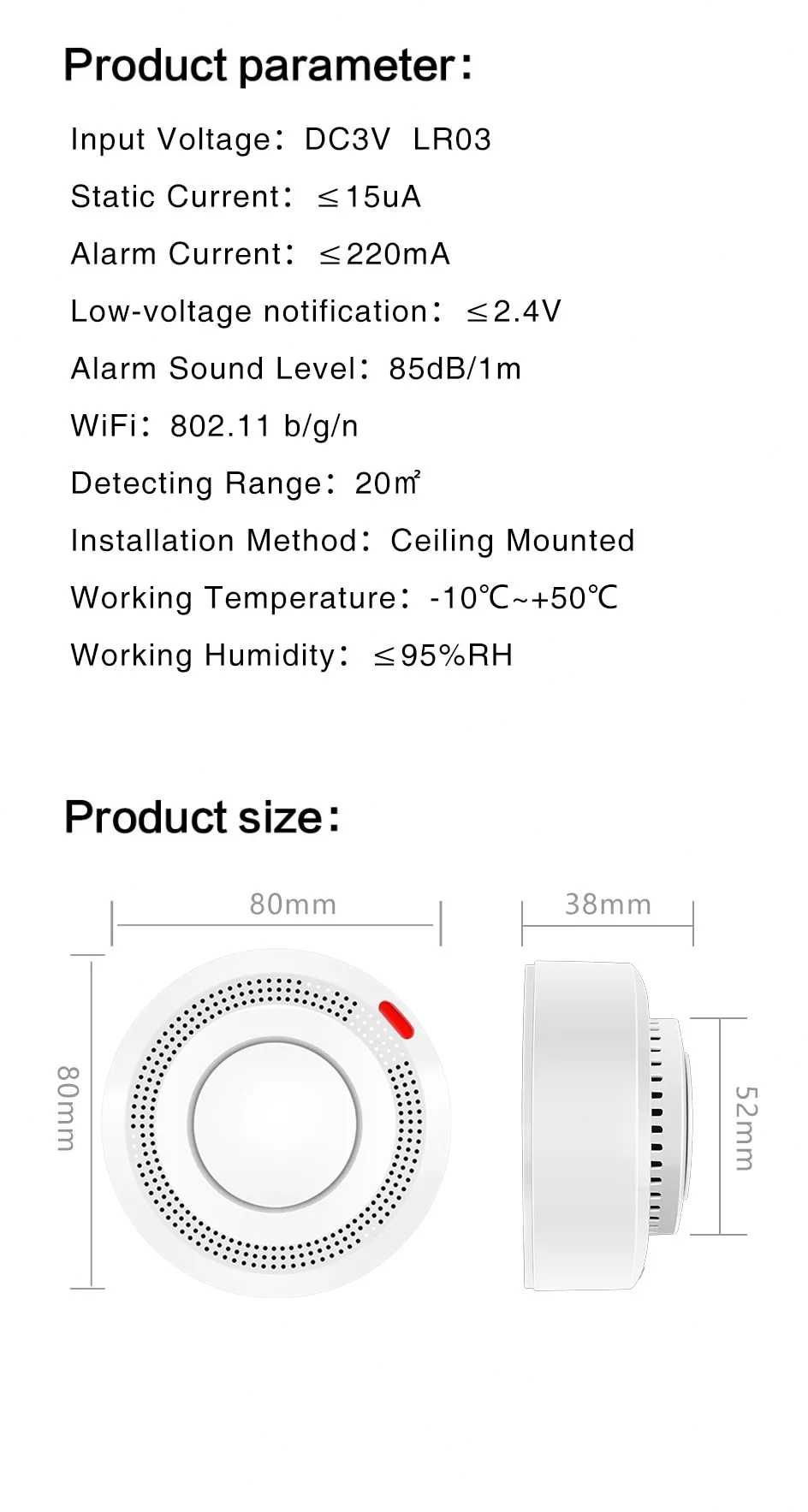 Detector incendio Wifi Tuya