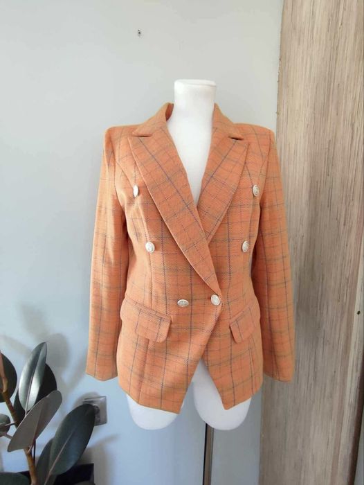 Marynarka damska pomarańczowa w kratkę, Livi, rozmiar  M/38