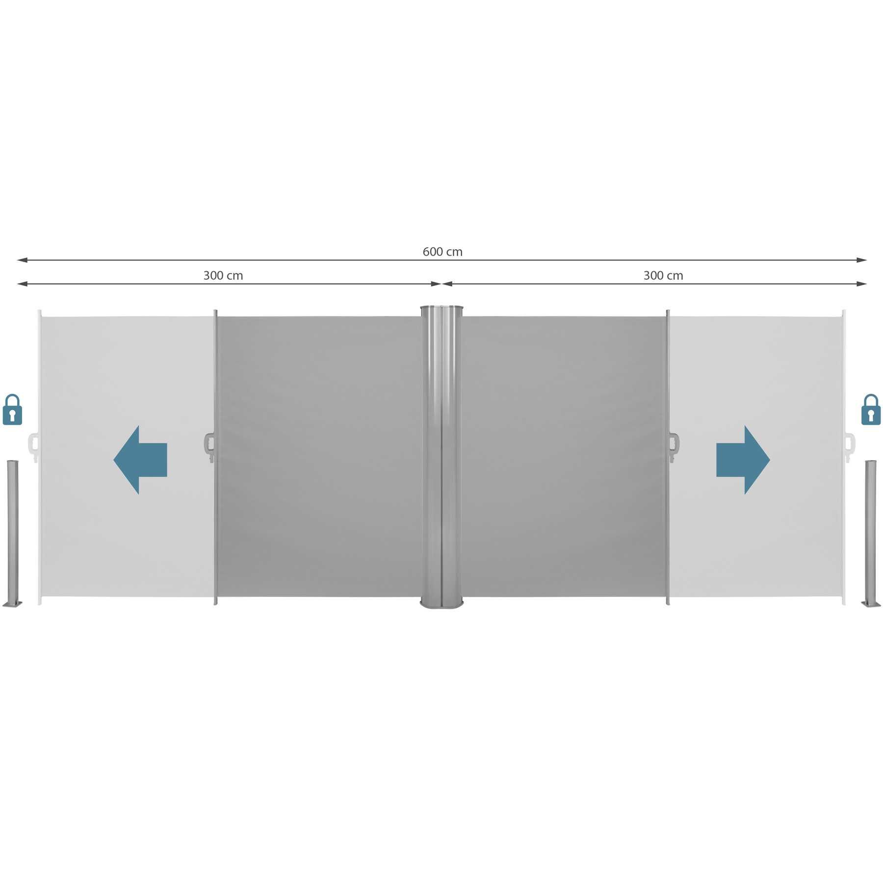 Podwójna markiza boczna szary lub beżowy 180 x 600 cm OUTLET