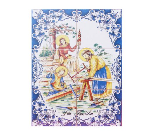 NOVO Painel de Azulejos SAGRADA FAMÍLIA AZUL 45 x 30 cm Quadro Desenho