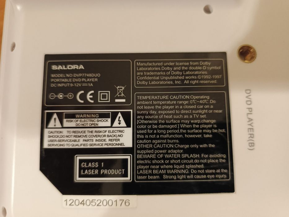 Salora DVP7748DUO przenośny-samochodowy odtwarzacz Wideo & Audio