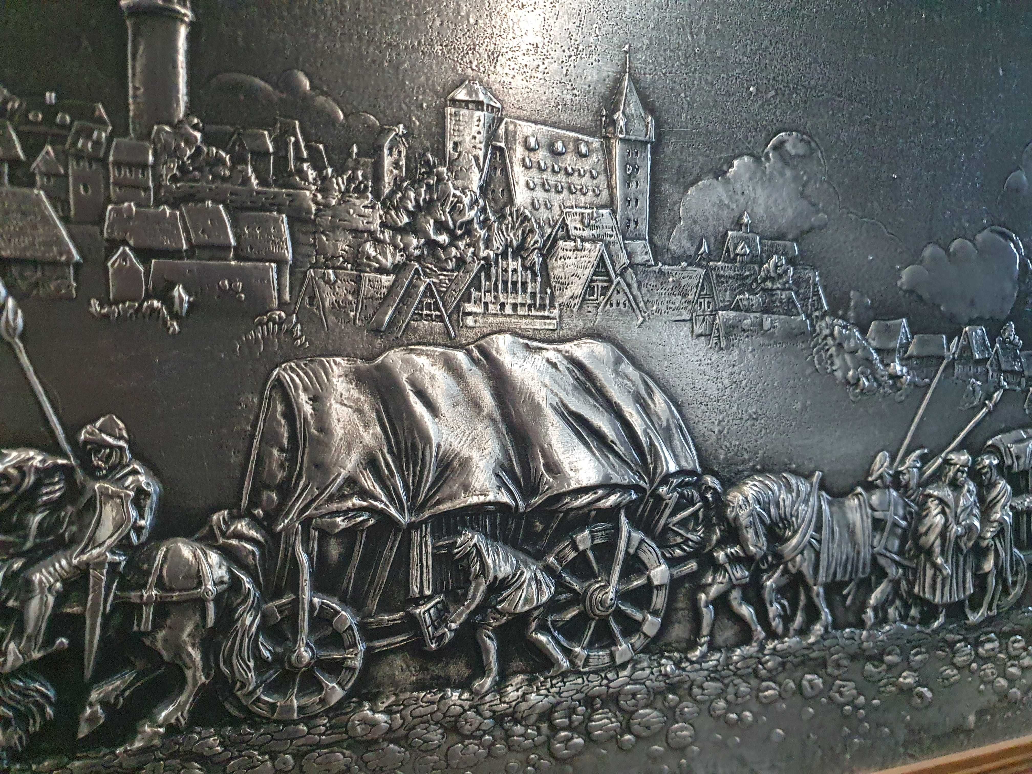 Cynowy obraz "Karawana kupiecka w Norymberdze 1500 rok"