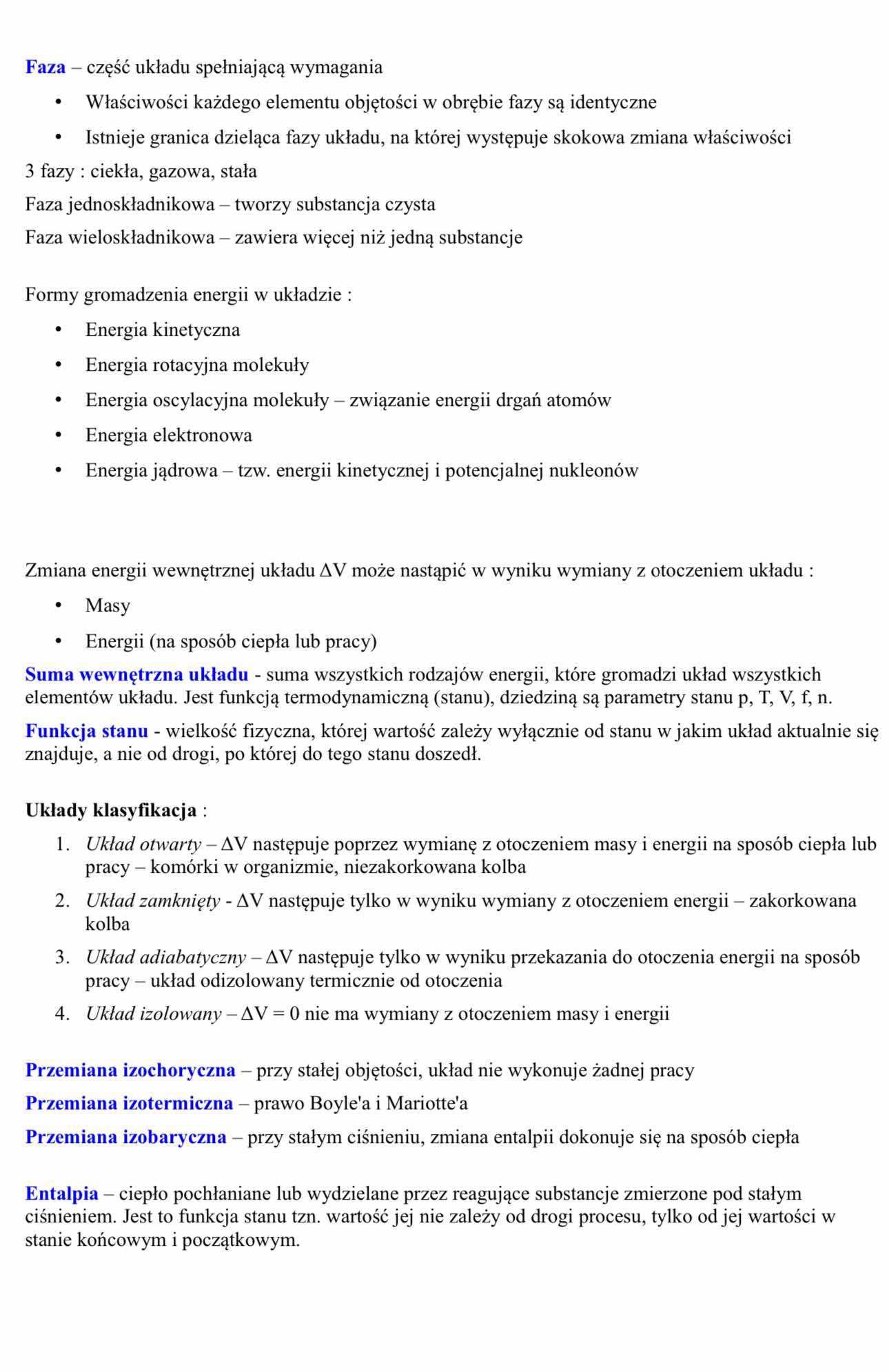 Notatki z CHEMIA FIZYCZNA na kierunku Biotechnologia