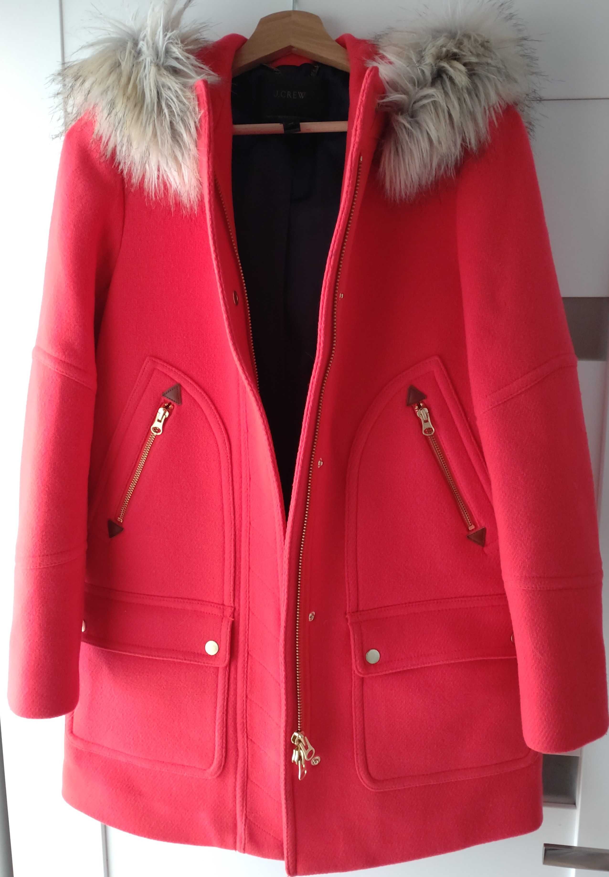 Płaszcz J.CREW kurtka wełniana czerwona XXS * piękny * z USA