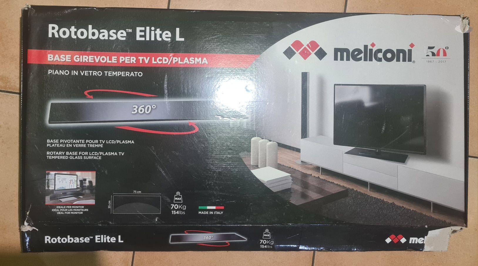 Meliconi  75 x 35 cm Rotobase Elite L stojak do telewizora - cza