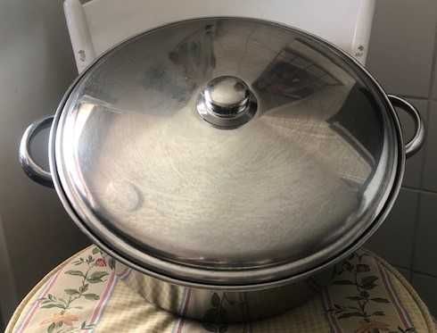 Tacho em aço inoxidável de grandes dimensões, fundo duplo