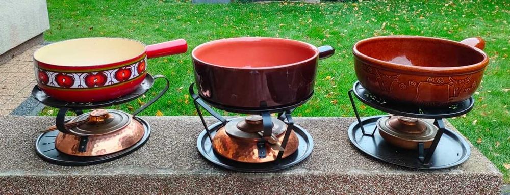 3 Zestawy do fondue + 4 kokilki Vintage