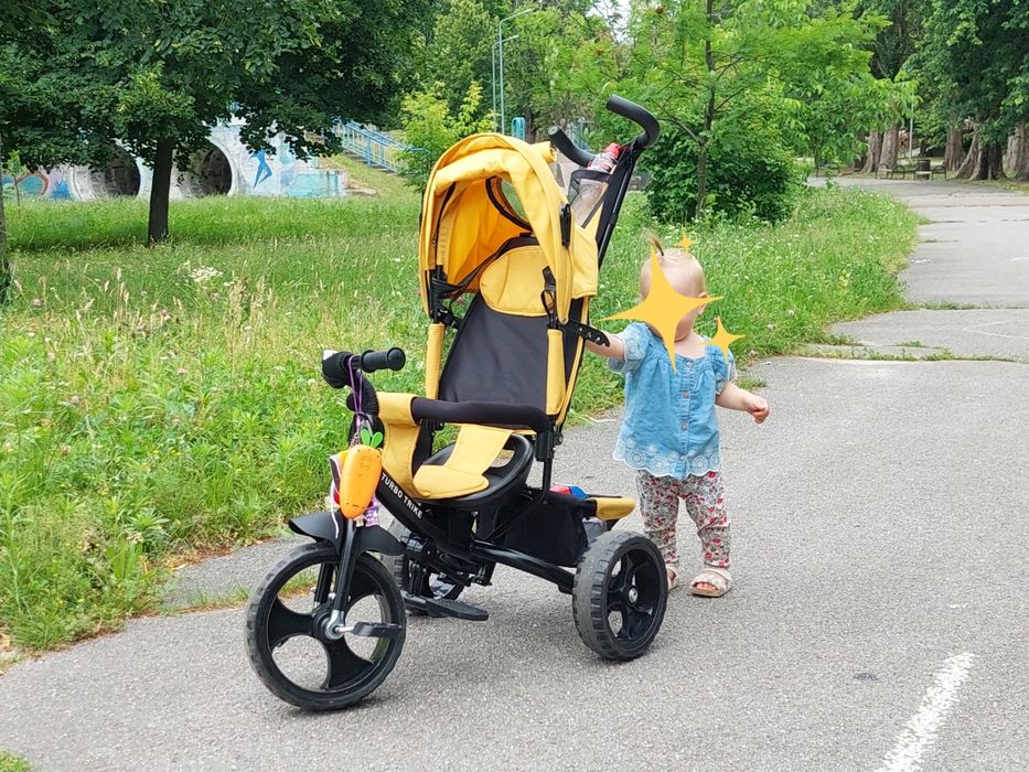 Дитячий триколісний велосипед з батьківською ручкоюTurbo Trike MT 1005